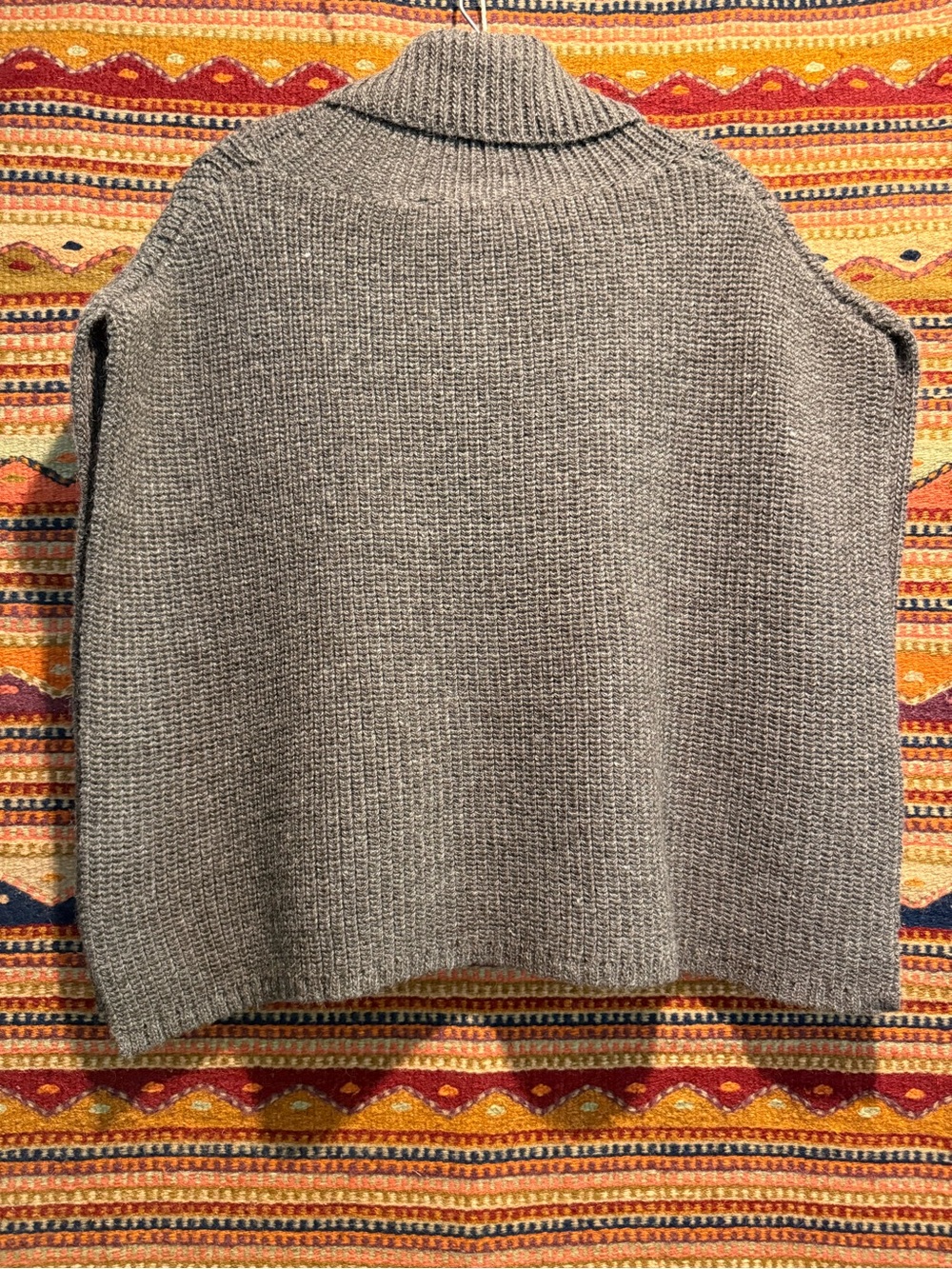 Wol Hide Rib Poncho in Charcoal - Picture 5 of 10